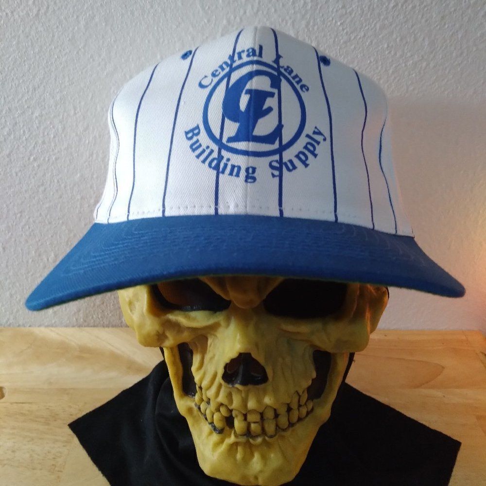 Deadstock Vintage Central Lane Building Supply Pinstripe Snap Back Hat